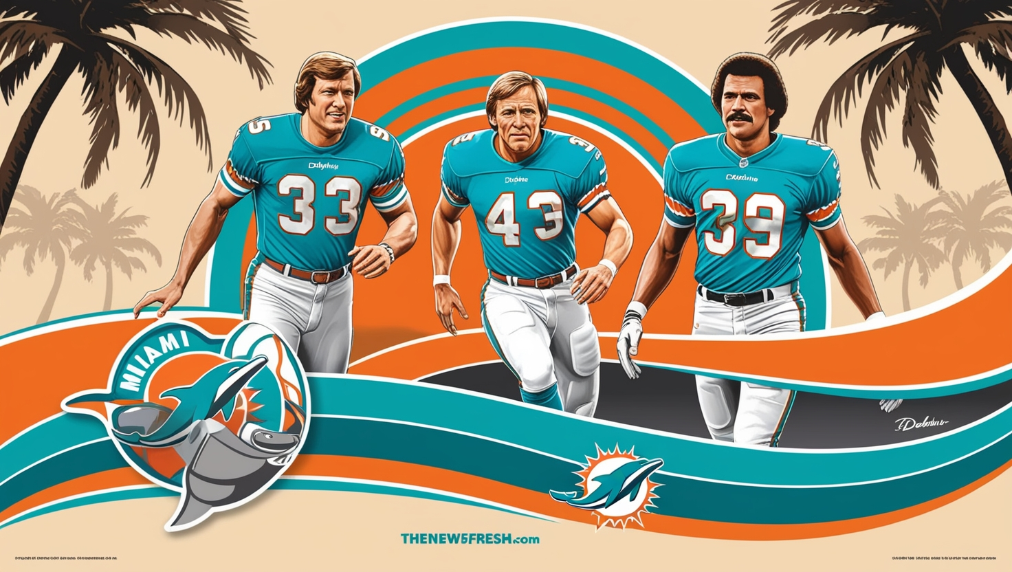 poster miami dolphins art csonka kiick morris painting