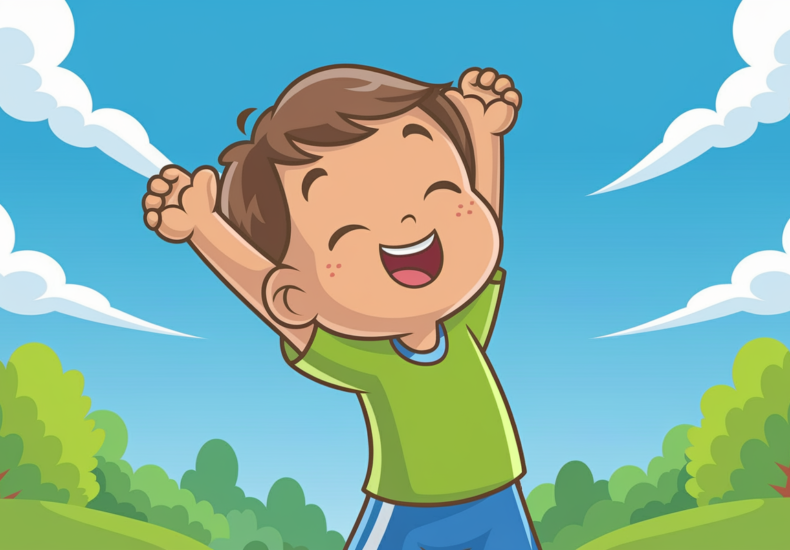 Doing Exercise Cartoon Upward Stretching Kid Exercise Clipart: A Fun Way to Get Active